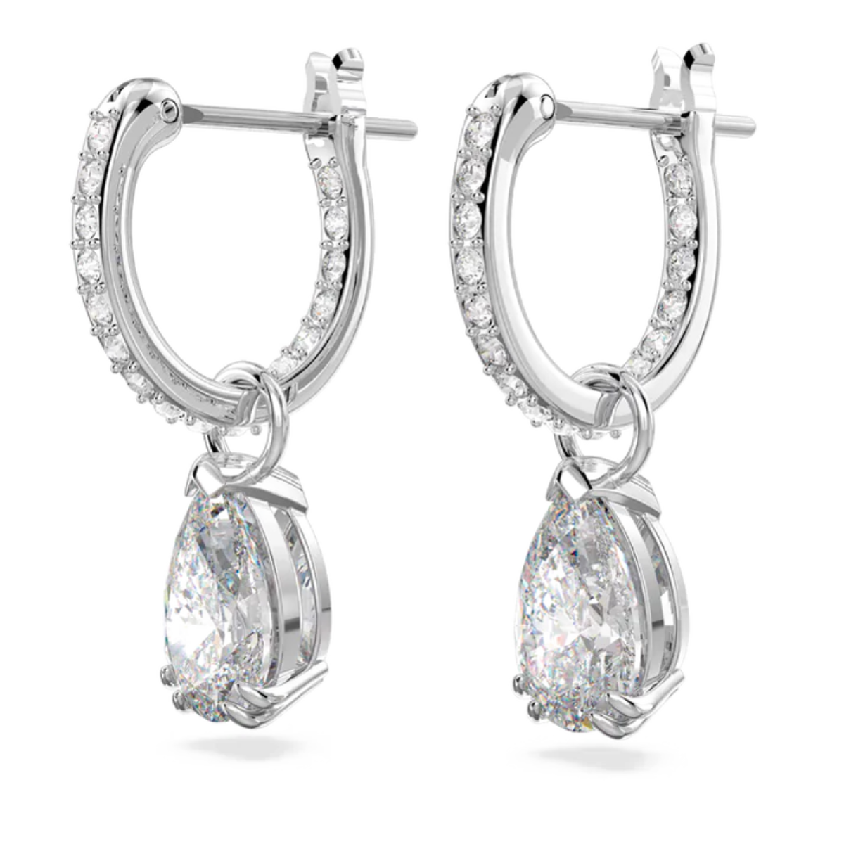 Pendientes de aro Millenia, Corte en forma de pera, Blancos - Plata 925
