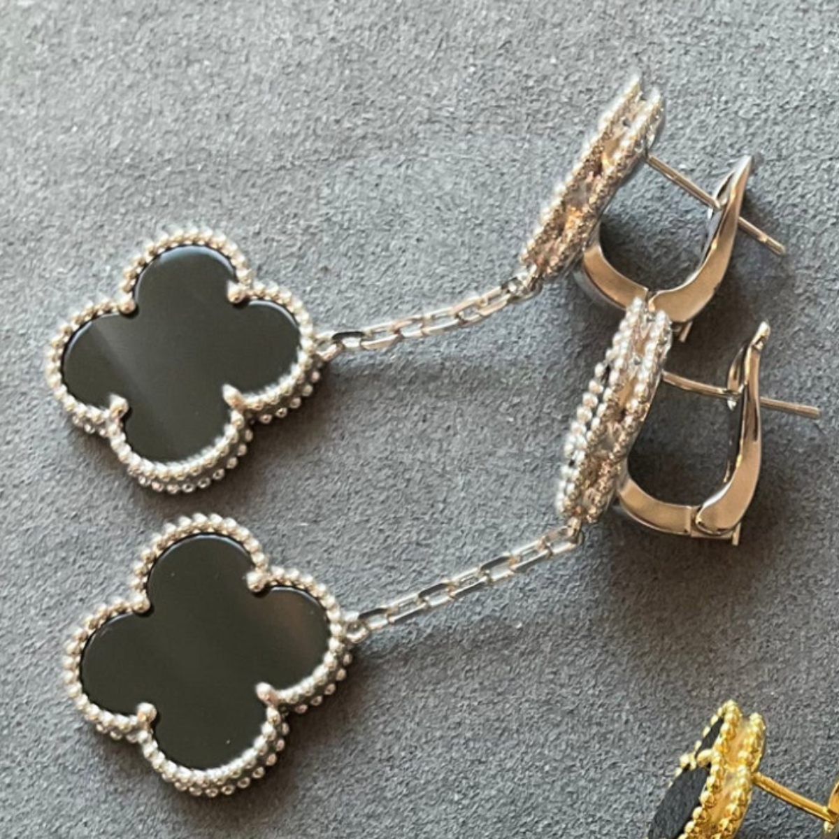 Pendiente Doble Magic Alhambra Trébol Negro - Plata 925