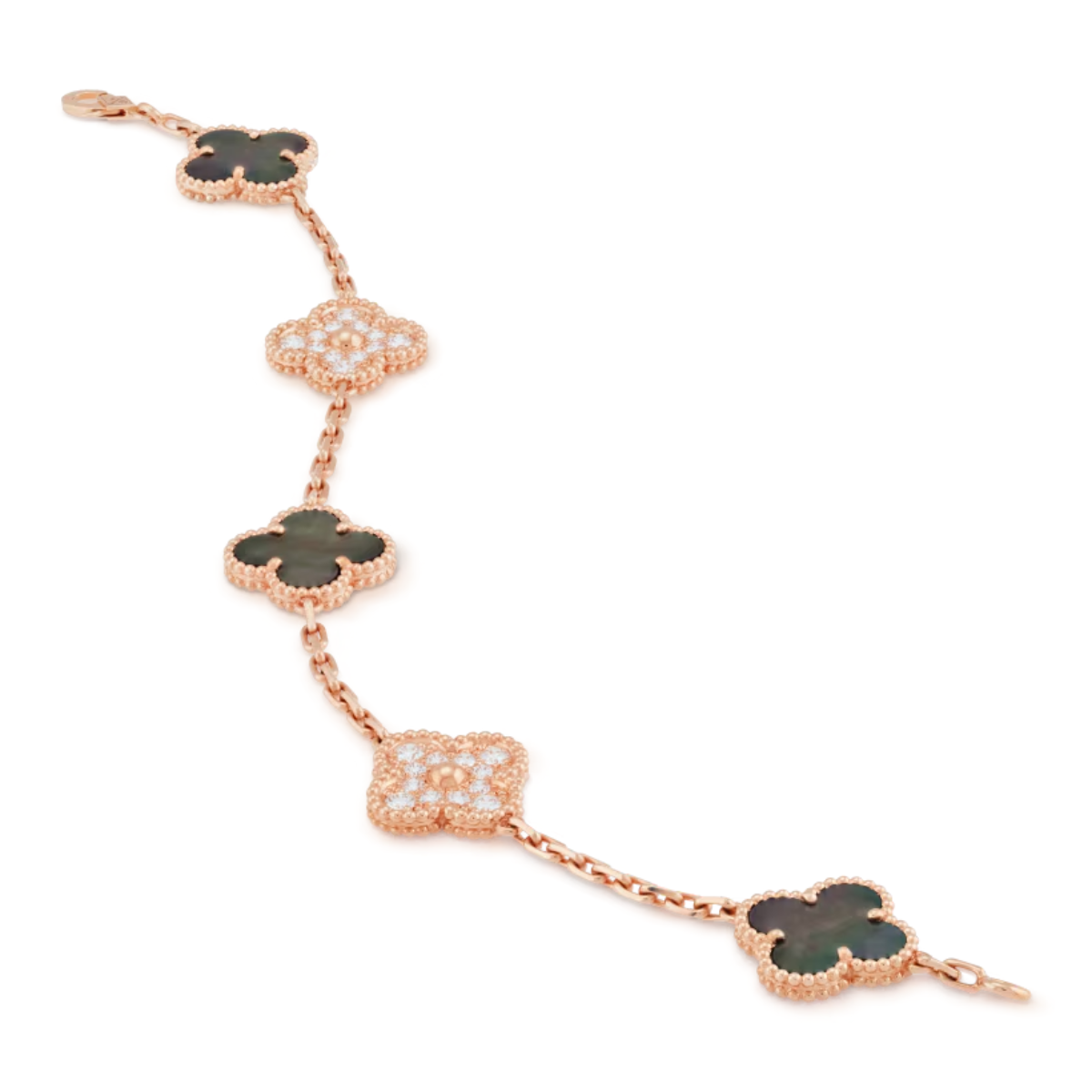 Pulsera Vintage Alhambra 5 Motivos Copo de Nieve Gris - Rosa