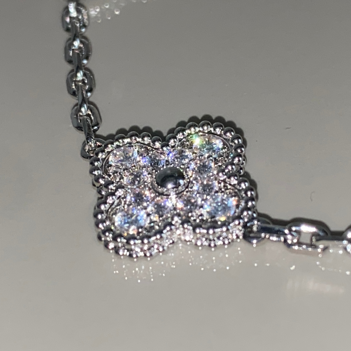 Pulsera Vintage Alhambra 5 Motivos Copo de Nieve Negro - Plata