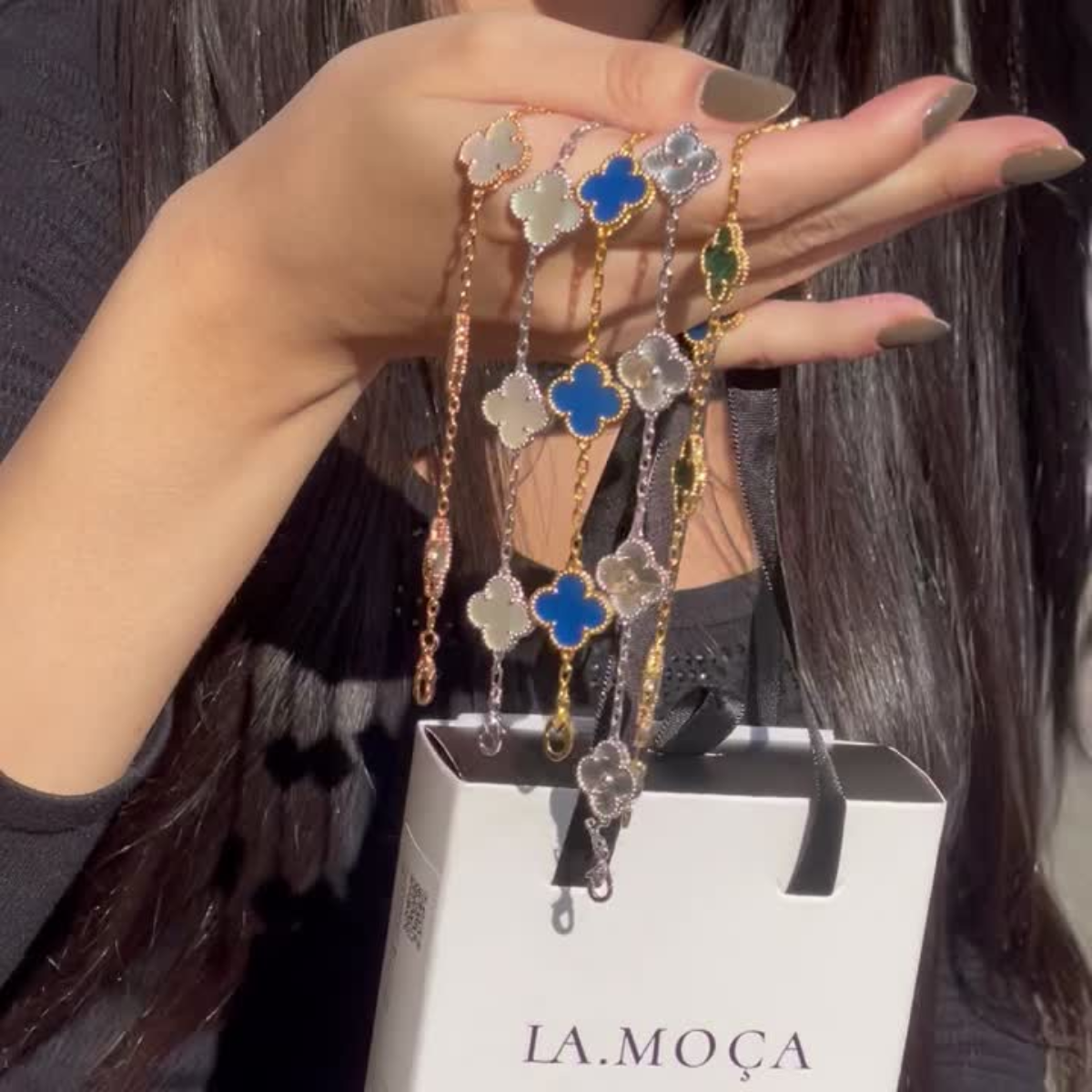 Pulsera Vintage Alhambra 5 Motivos Copo de Nieve Brillante - Oro 18K