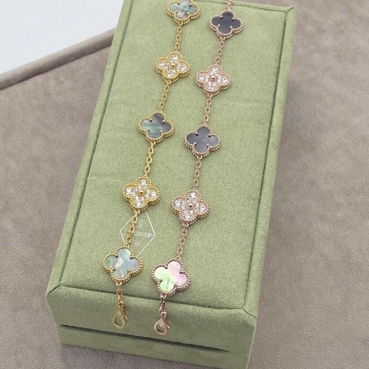 Pulsera Vintage Alhambra 5 Motivos Copo de Nieve Gris - Rosa