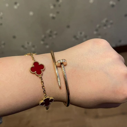 Pulsera Vintage Alhambra 5 Motifs Red - Oro 18K