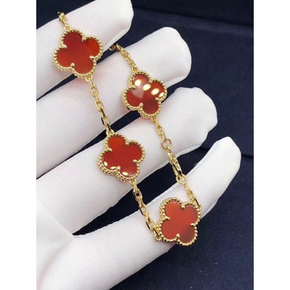 Pulsera Vintage Alhambra 5 Motifs Red - Oro 18K