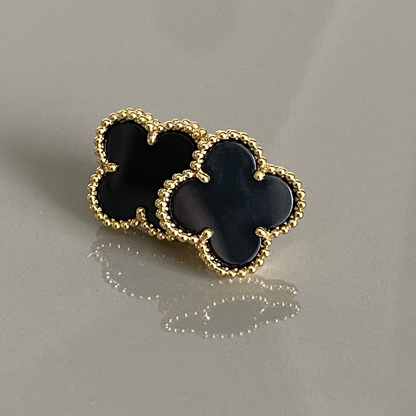 Pendiente Vintage Alhambra Negro - Oro 18K