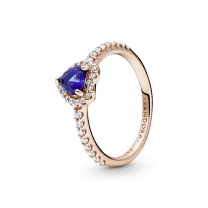 Anillo Corazón Halo Azul - Rose