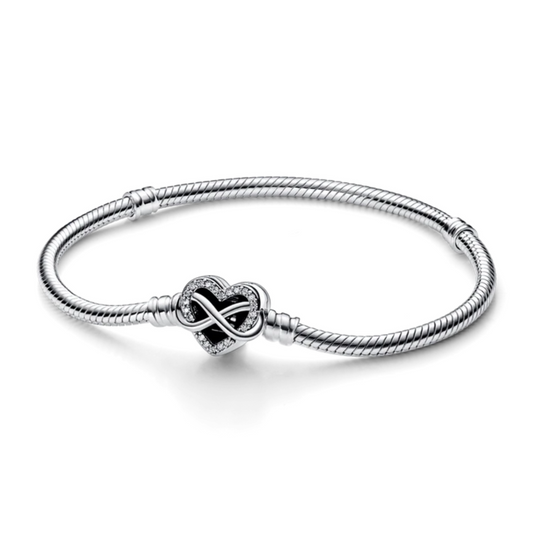 Pulsera Trama y Cierre Corazón Infinito - Plata 925