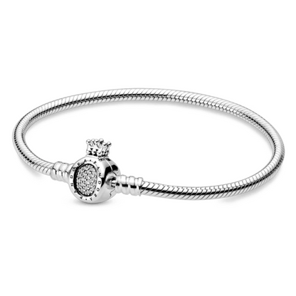 Pulsera Charm de Trama con Cierre O Coronado - Plata 925