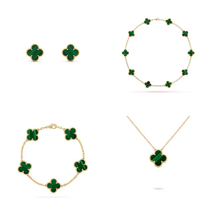 Conjunto Alhambra Vintage Trevo Completo Verde - Oro 18K