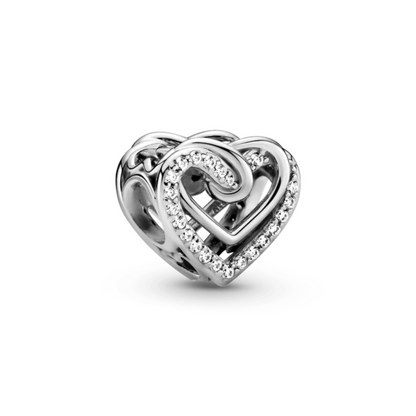 Charm Corazones Entrelazados Brillantes.