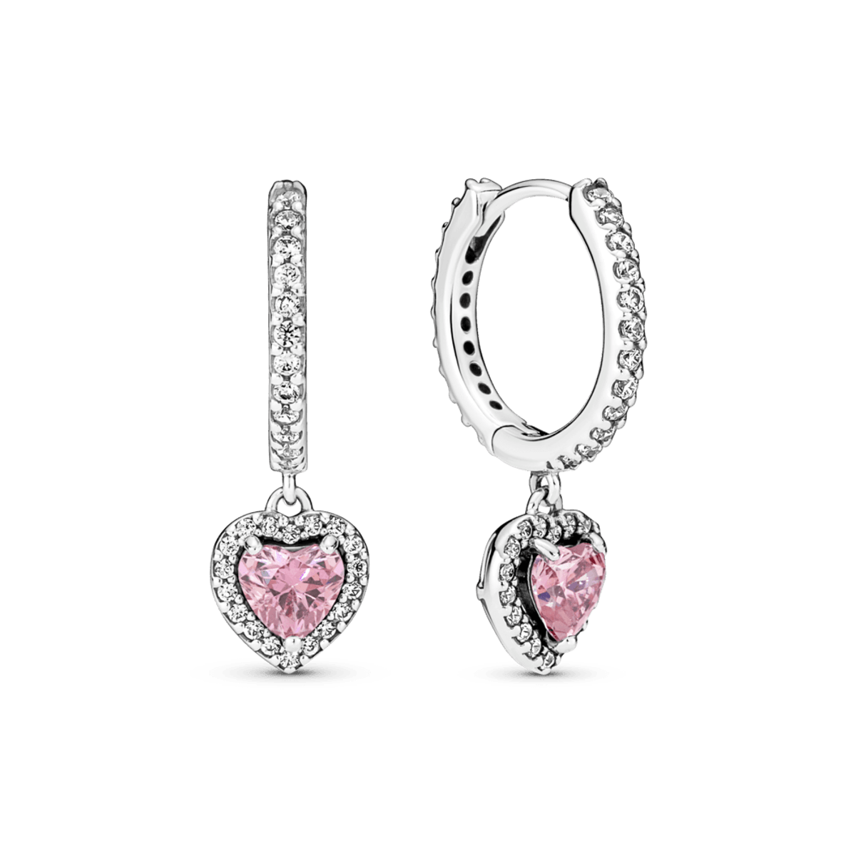 Pendiente Corazón Halo Rosa - Plata 925