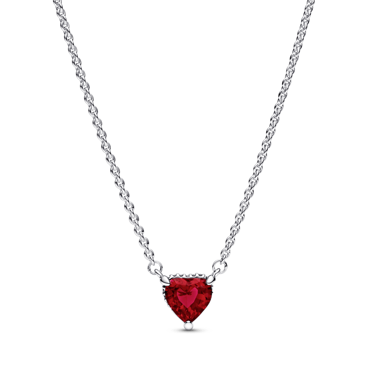 Collar Corazón Halo Rojo - Plata 925