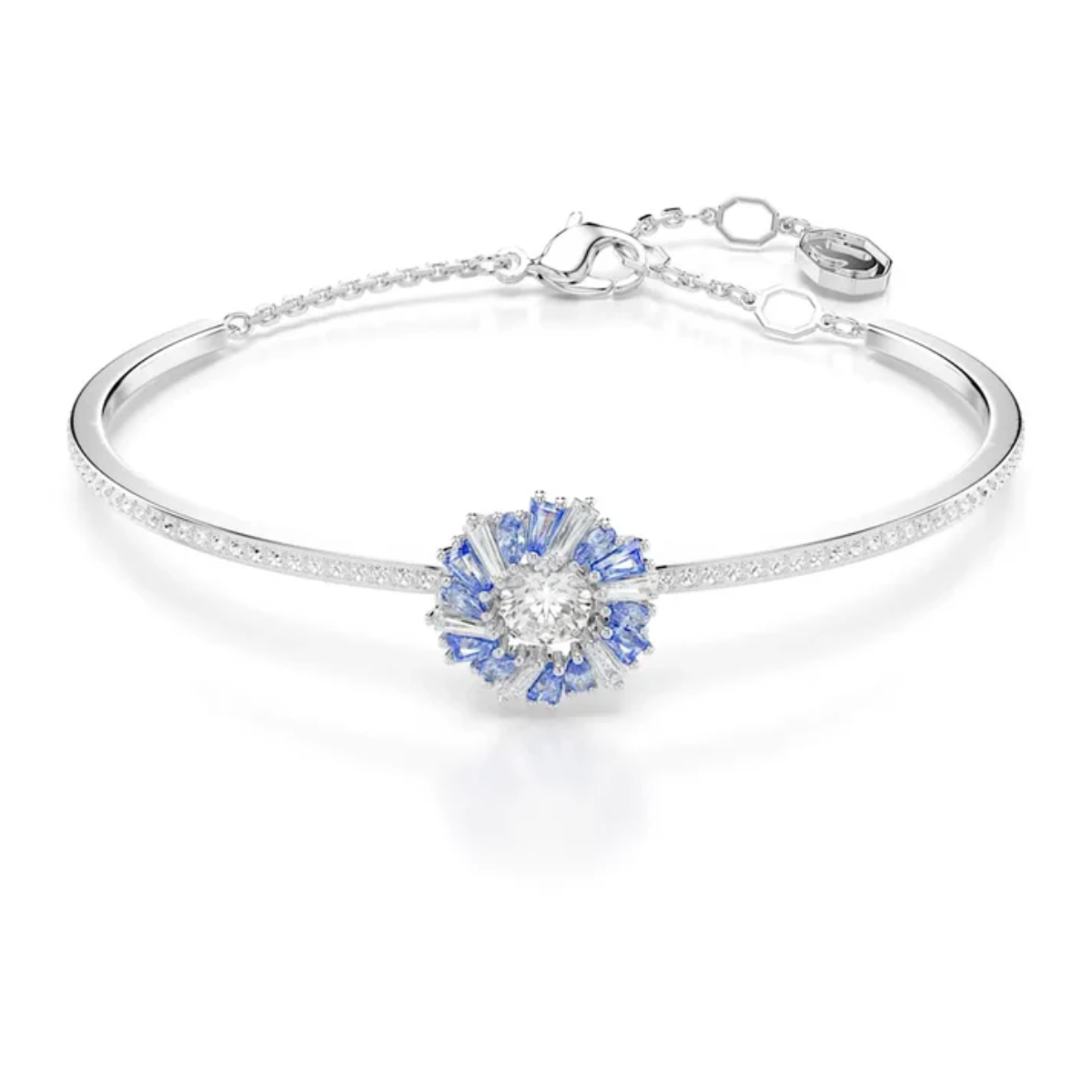 Brazalete Idyllia, Flor, Azul - Plata 925