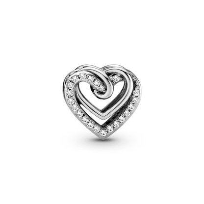 Charm Corazones Entrelazados Brillantes.