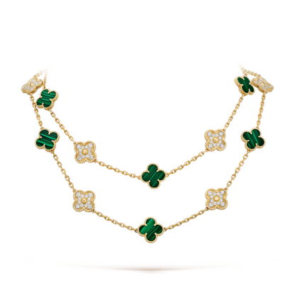 Collar Vintage Alhambra 20 Motivos Copo de Nieve Verde - Oro 18K