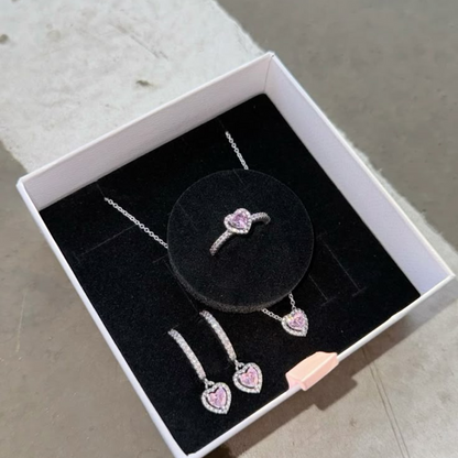 Conjunto Halo Rosa - Plata 925