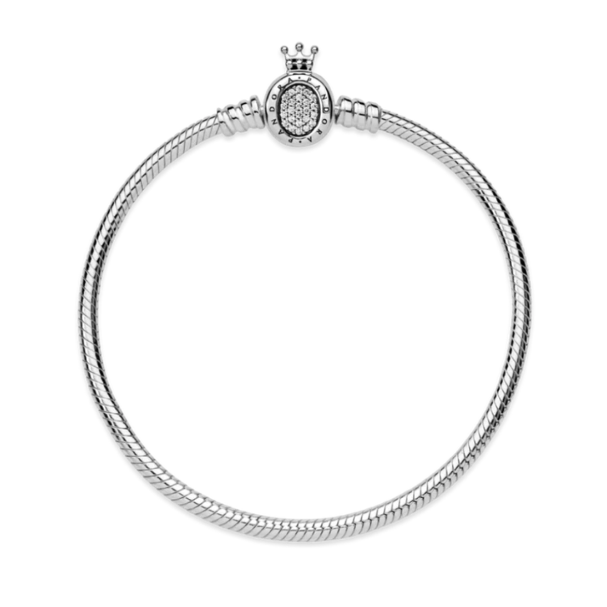 Pulsera Charm de Trama con Cierre O Coronado - Plata 925