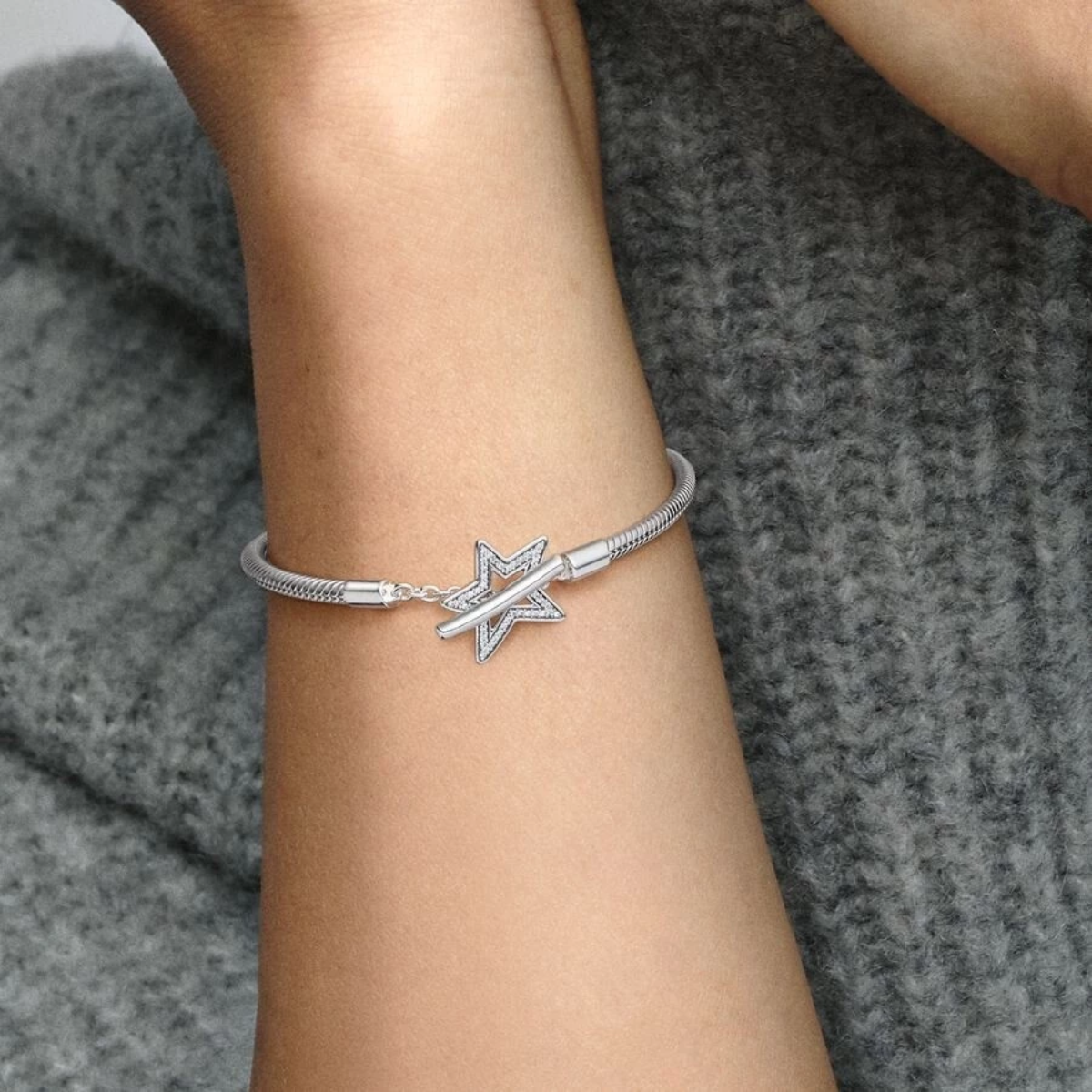 Pulsera Charm con Cierre de Estrella - Plata 925