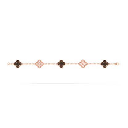 Pulsera Vintage Alhambra 5 Motivos Copo de Nieve Gris - Rosa
