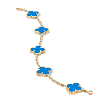 Pulsera Vintage Alhambra 5 Motifs Blue - Oro 18K