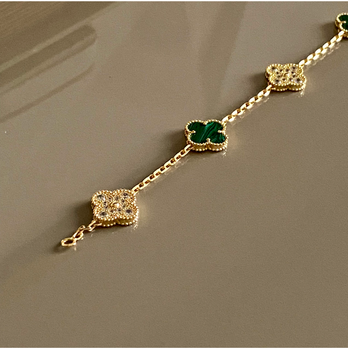 Collar Vintage Alhambra 20 Motivos Copo de Nieve Verde - Oro 18K