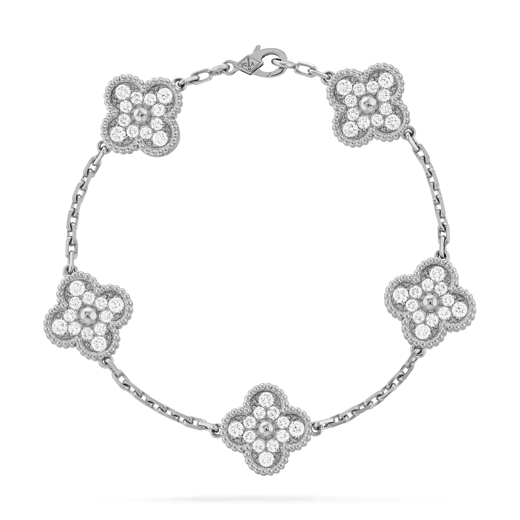 Pulsera Vintage Alhambra 5 Motivos Snowflake - Plata