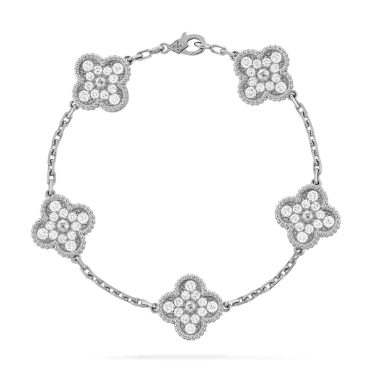 Pulsera Vintage Alhambra 5 Motivos Snowflake - Plata