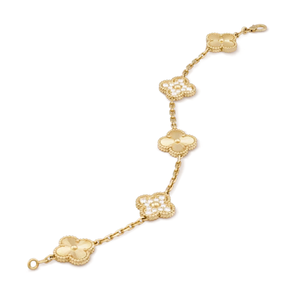 Pulsera Vintage Alhambra 5 Motivos Copo de Nieve Brillante - Oro 18K