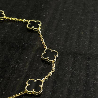 Collar Vintage Alhambra 10 Motivos Negro - Oro 18K