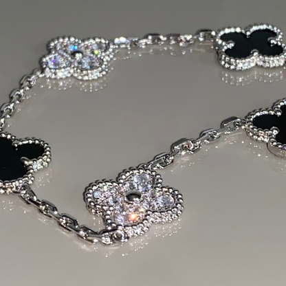 Pulsera Vintage Alhambra 5 Motivos Copo de Nieve Negro - Plata
