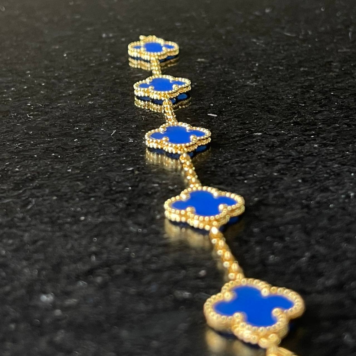 Collar Vintage Alhambra 10 Motivos Azul - Oro 18K