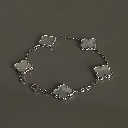 Pulsera Vintage Alhambra 5 Motivos Blanco - Plata 925