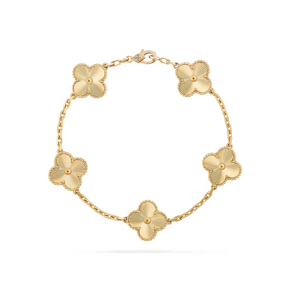 Pulsera Alhambra 5 Motivos Brillante - Oro 18K