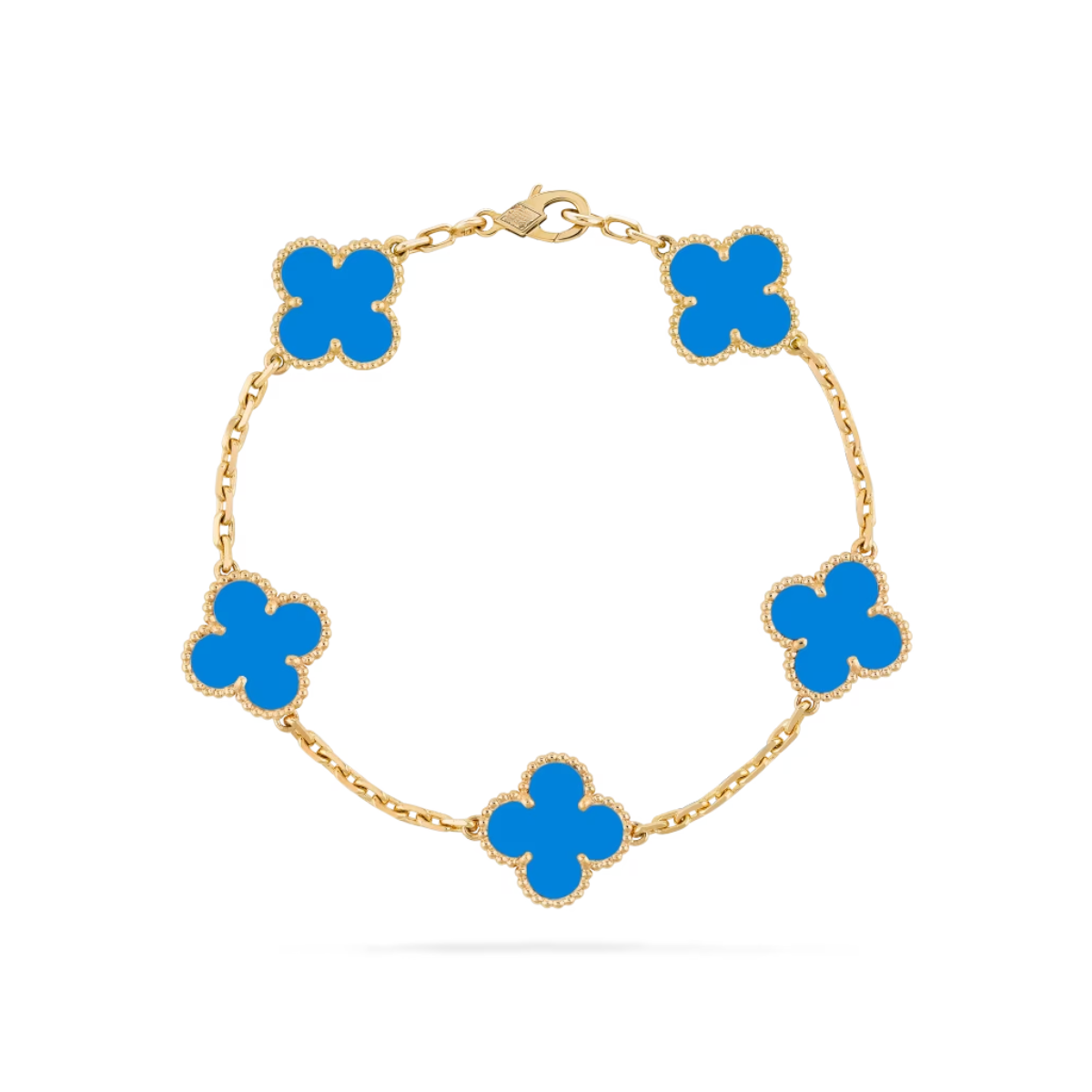 Pulsera Vintage Alhambra 5 Motifs Blue - Oro 18K