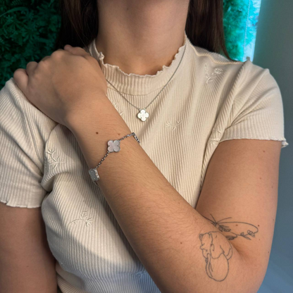Pulsera Vintage Alhambra 5 Motivos Blanco - Plata 925