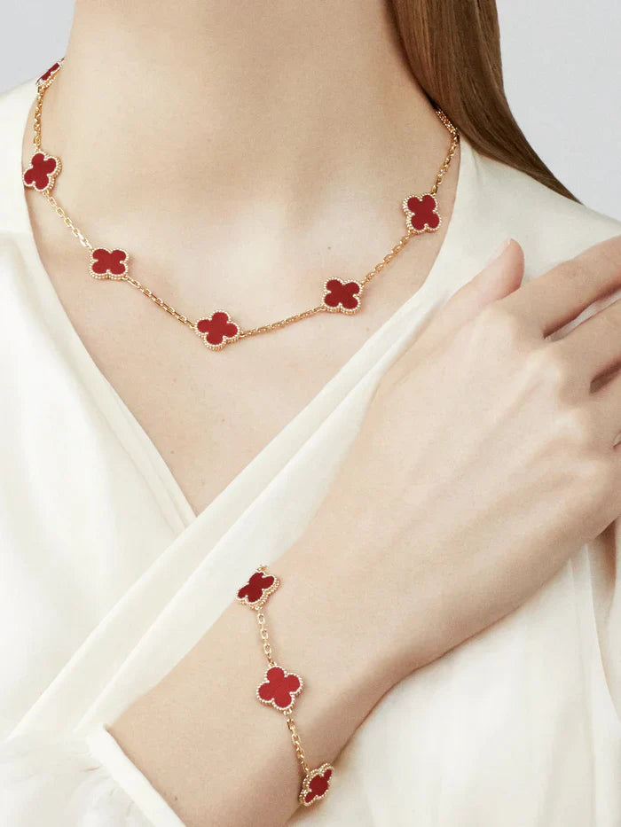 Collar Vintage Alhambra 10 Motivos Rojo - Oro 18K